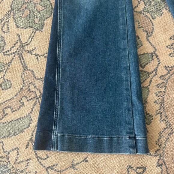 Spanx size M Two Toned Flare Jeans Mixed Indigo Wash Regular Length EUC worn 1X - Picture 12 of 12